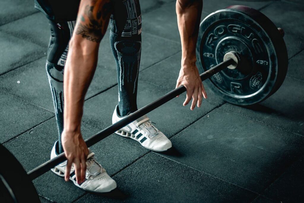 Male lifter lifting weights